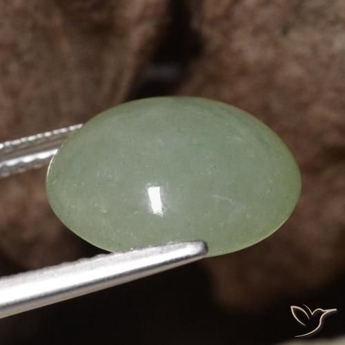 Jadeíta Verde musgo acinzentado Natural 7.56ct, Redondo, Translúcido