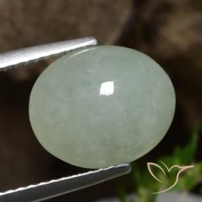 jadeita Verde acinzentado Natural 4.87ct, Corte Oval, Translúcido