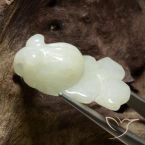 Jadeíta branco esverdeado Natural 33.53ct, Chique, Translúcido