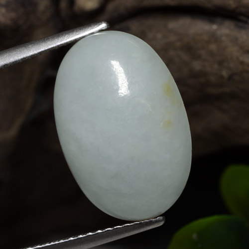 jadeita Verde Cinzento Claro Natural 10.04ct, Corte Oval, Translúcido