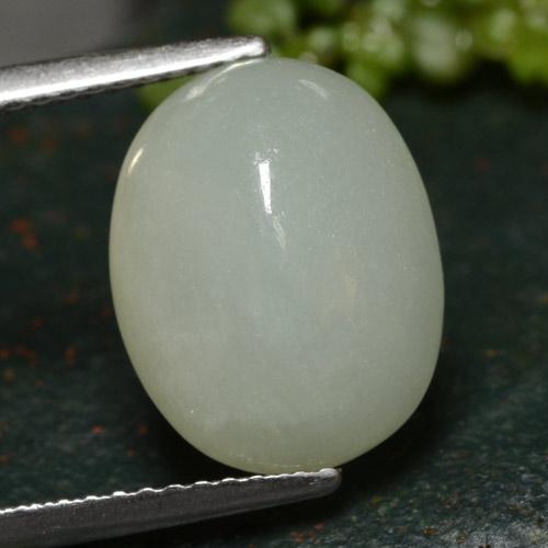 Jadeíta branco natural 7,11ct, corte oval, translúcido