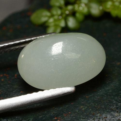 Jadeíta branco natural 7,11ct, corte oval, translúcido