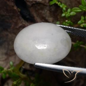 Jadeíta branco acinzentado Natural 21.41ct, oval, Translúcido
