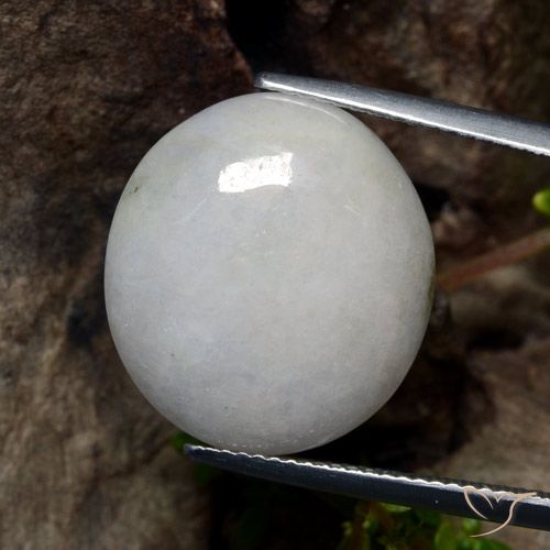Jadeíta branco natural 21,22ct, corte oval, translúcido