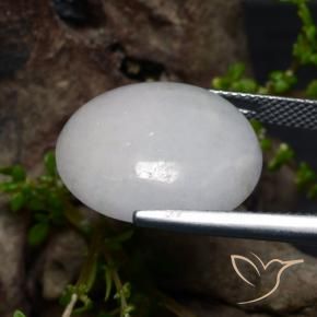 Jadeíta branco acinzentado Natural 22.55ct, oval, Translúcido