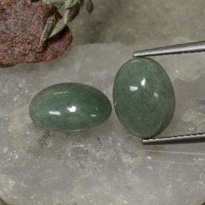 Pedras preciosas de jadeita Verde Terroso natural de 7.22 ct, Corte Oval, Opaco