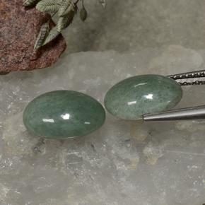 Pedras preciosas de jadeita Verde Terroso natural de 7.22 ct, Corte Oval, Opaco