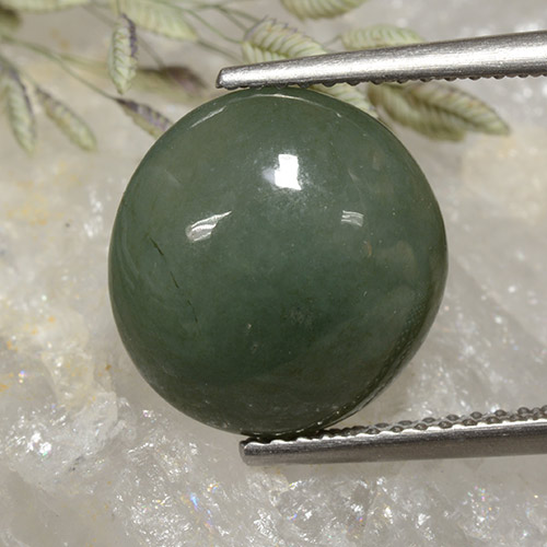 Jadeíta verde natural 6,91ct, corte redondo, translúcido