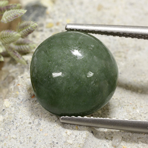 Jadeíta verde natural 7,25ct, corte redondo, opaco