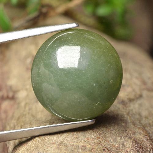 Jadeíta verde natural 9,18ct, corte redondo, translúcido