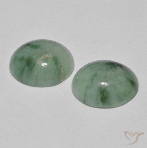 Pedras preciosas de Jadeíta Verde Floresta Pálido natural de 8.87 ct, oval, Opaco