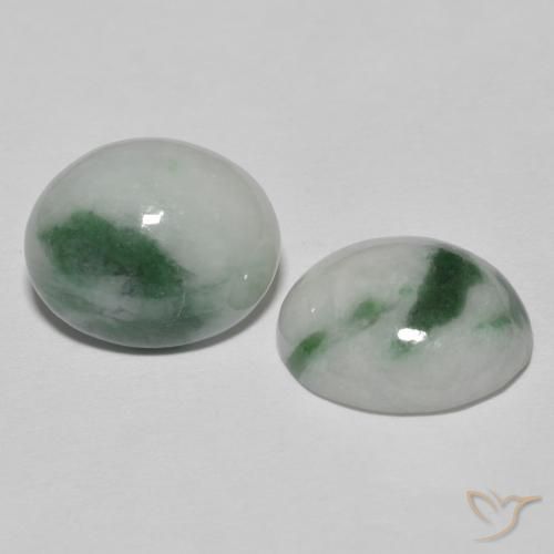 Pedras preciosas de Jadeíta Verde acinzentado natural de 8.67 ct, oval, Opaco