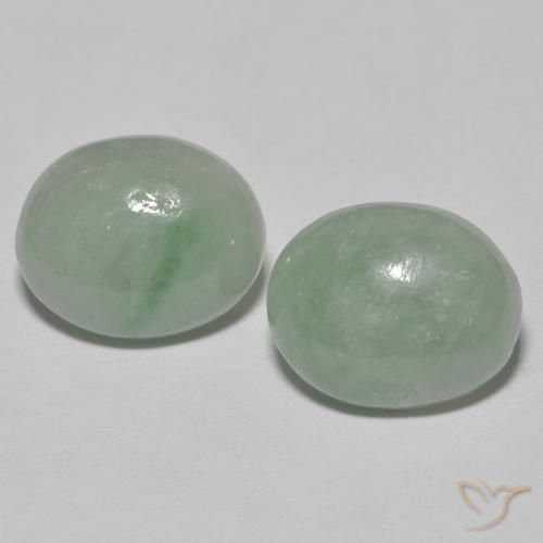 Pedras preciosas de Jadeíta Medium Light Green natural de 10.08 ct, oval, Opaco