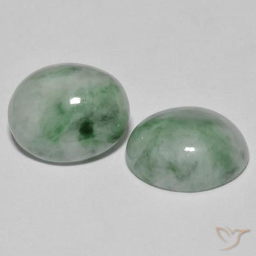 Pedras preciosas de Jadeíta Verde acinzentado natural de 9.60 ct, oval, Opaco