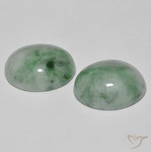 Pedras preciosas de Jadeíta Verde acinzentado natural de 9.60 ct, oval, Opaco