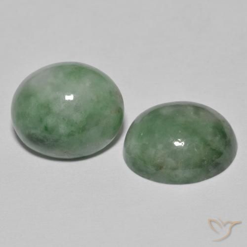 Pedras preciosas de Jadeíta Verde acinzentado natural de 9.41 ct, oval, Opaco