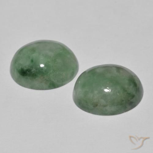 Pedras preciosas de Jadeíta Verde acinzentado natural de 9.41 ct, oval, Opaco