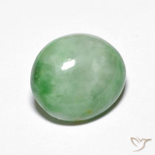 Jadeíta Verde branco Natural 4.30ct, oval, Opaco