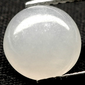 Jadeíta branco natural 2,39ct, corte redondo, opaco