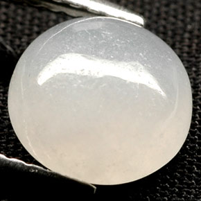 Jadeíta branco natural 2,39ct, corte redondo, opaco