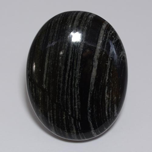 Jaspe preto natural 57,34ct, corte oval, opaco