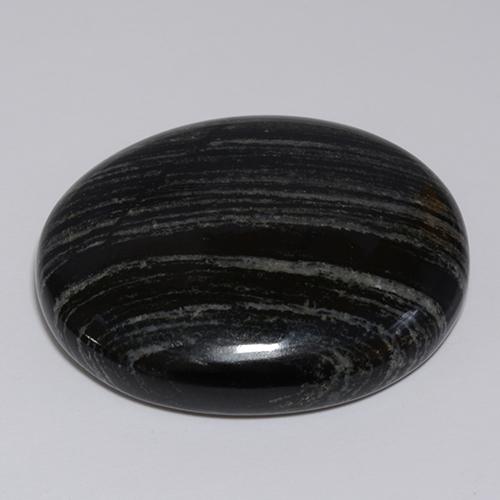 Jaspe preto natural 57,34ct, corte oval, opaco