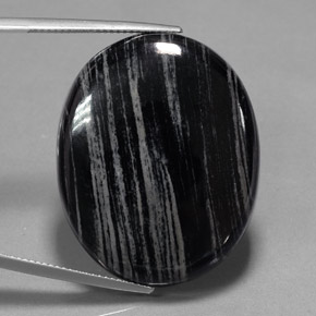 Jaspe preto natural 54,69ct, corte oval, opaco