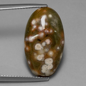 Jaspe multicolorido natural 10,86ct, corte oval, opaco