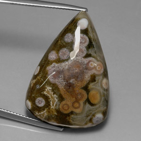 Jaspe multicolorido natural 39,82ct, trillion, opaco