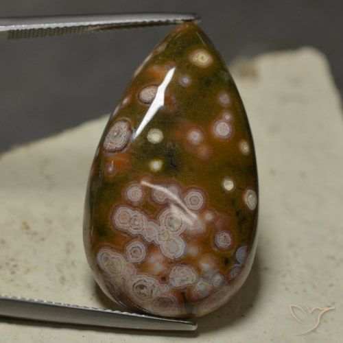 30.74ct Natural Multicolorido Jaspe, Formato de pêra, Opaco