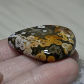 Jaspe multicolorido natural 61,38ct, formato de pêra, opaco