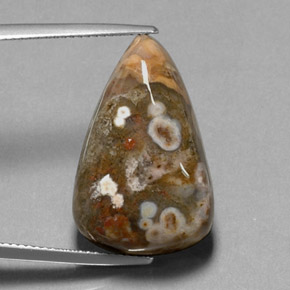 Jaspe multicolorido natural 20,99ct, formato de pêra, opaco