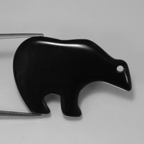 Jaspe preto natural 36,77ct, forma extravagante, opaco