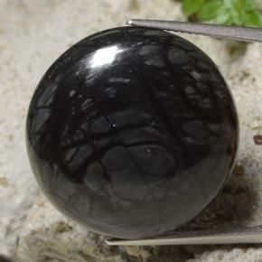 Jaspe preto natural 32,19ct, corte redondo, opaco