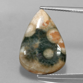 Jaspe multicolorido natural 10,08ct, formato de pêra, opaco