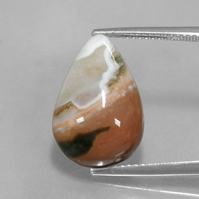 Jaspe multicolorido natural 9,07ct, formato de pêra, opaco