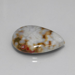Jaspe multicolorido natural 11,87ct, formato de pêra, opaco