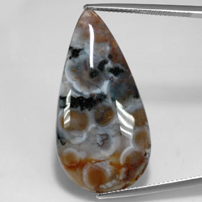 Jaspe multicolorido natural 22,85ct, formato de pêra, translúcido