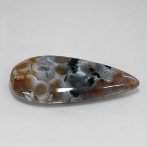 Jaspe multicolorido natural 22,85ct, formato de pêra, translúcido