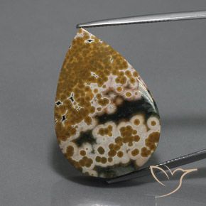 34.46ct Natural Multicolorido Jaspe, Formato de pêra, Opaco