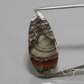 16.94ct Natural Multicolorido Jaspe, Formato de pêra, Opaco