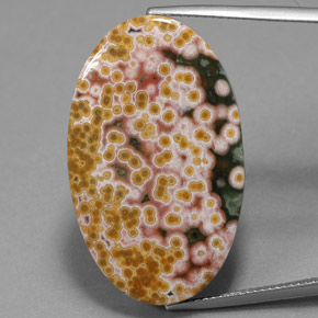 Jaspe multicolorido natural 30,45ct, corte oval, opaco
