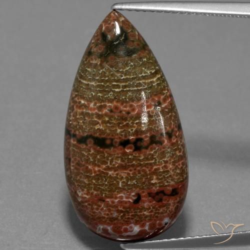 11.78ct Natural Multicolorido Jaspe, Formato de pêra, Opaco
