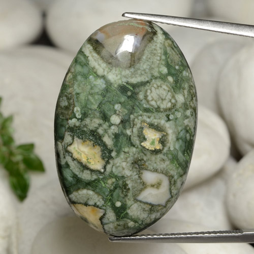 Jaspe multicolorido natural 25,06ct, corte oval, opaco