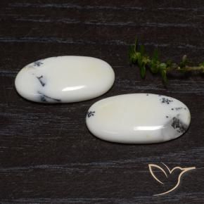 Pedras preciosas de Jaspe branco com preto natural de 18.19 ct, oval, Opaco