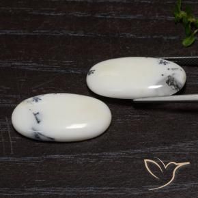 Pedras preciosas de Jaspe branco com preto natural de 18.19 ct, oval, Opaco