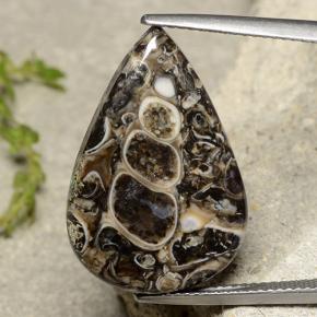 Jaspe multicolorido natural 13,84ct, formato de pêra, opaco
