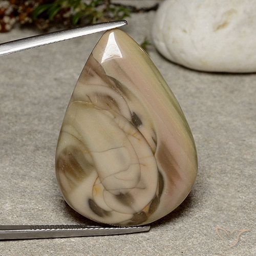 32.33ct Natural Multicolorido Jaspe, Formato de pêra, Opaco