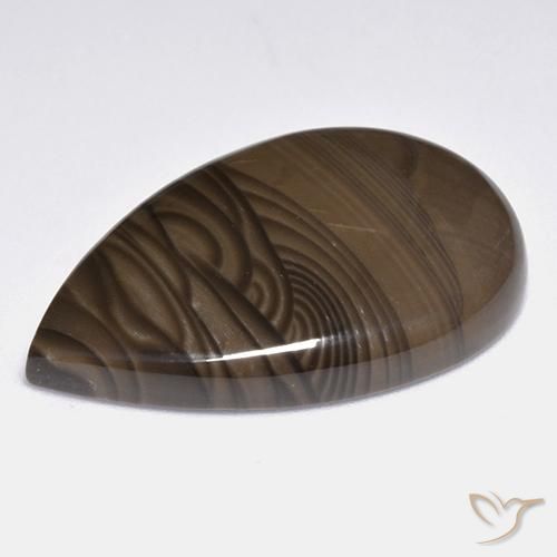 Jaspe Castanho médio Natural 24.21ct, Formato de pêra, Opaco