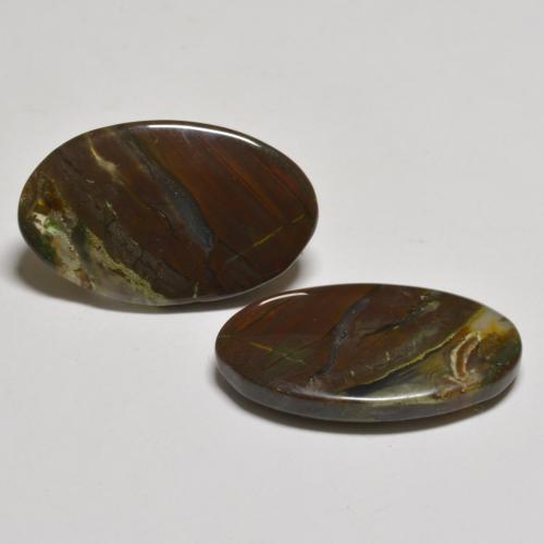 Pedras preciosas de jaspe multicolorido natural de 15,58 ct, corte oval, translúcido
